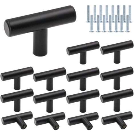 15 pomelli per cassetti Ø12mm, lunghezza 50mm, maniglia a T per mobili da cucina, porta dell'armadio, maniglie e pomelli per mobili in acciaio inox con foro singolo, maniglia a T per mobili da cucina 