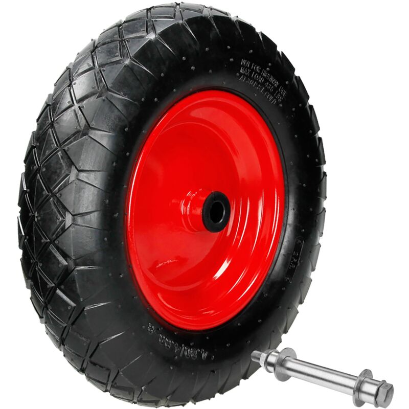 Ecd Germany - Roue de Brouette Pneumatique à Air 4.80/4.00-8 - ø 390 mm - Deux Couches de Tissu 2PR - Capacité Charge 200 kg - Avec Axe et Jante en