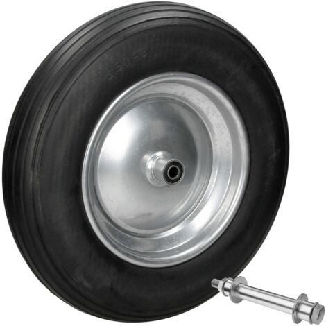 15 Rueda de respuesto carretilla neumático PU negro 350 mm 3.50-8 con eje