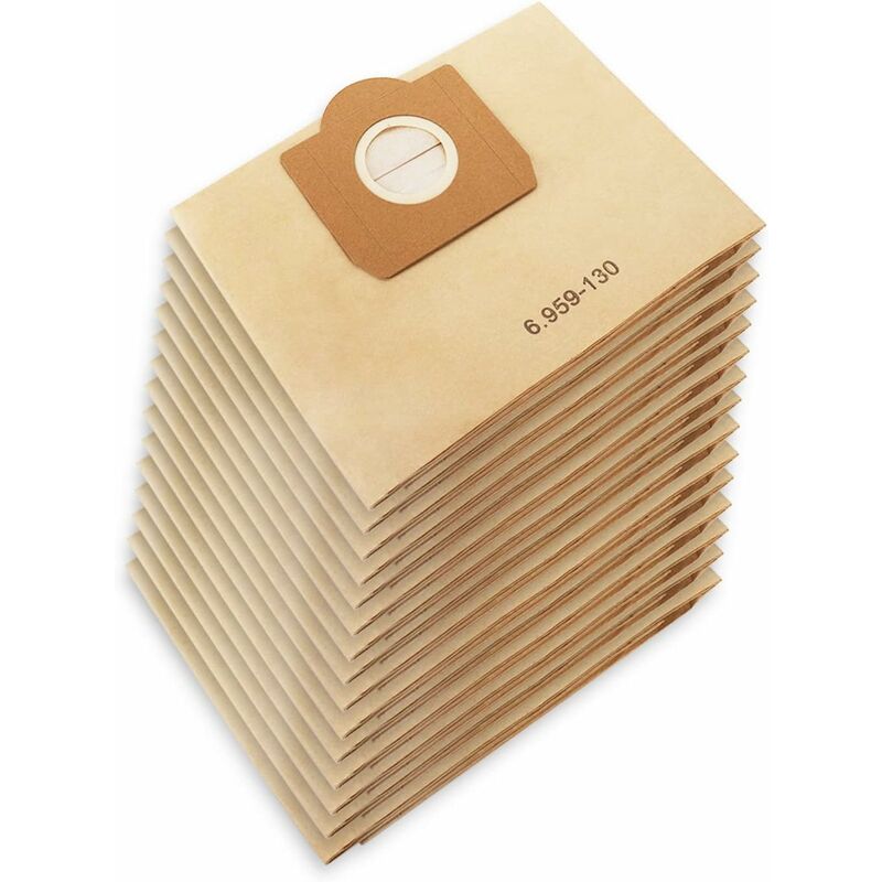 15 Sacs Aspirateur pour Karcher WD3 MV3 6.959-130.0, WD3 1629 MV3 Premium Sacs Filtre Papier de Rechange pour Aspirateur Wet & Dry, Sac pour Karcher