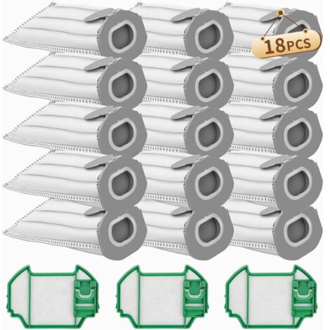 15 sacs d'aspirateur pour Vorwerk Kobold VK7, compatibles avec Vorwerk Kobold VK7, avec 3 filtres HEPA, pièces de rechange pour sac filtrant, sac à poussière de rechange pour Kobold