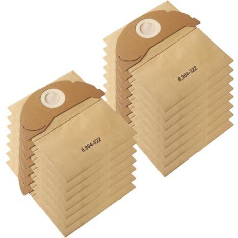 15 sacs d'aspirateurs pour Kärcher WD2 WD2 Premium MV2 WD 2.200 à WD 2.550 A2004 A2054 A2099,Sacs Aspirateur pour Kärcher 6.904-322.0,Remplacer les Sacs à Poussière en Papier