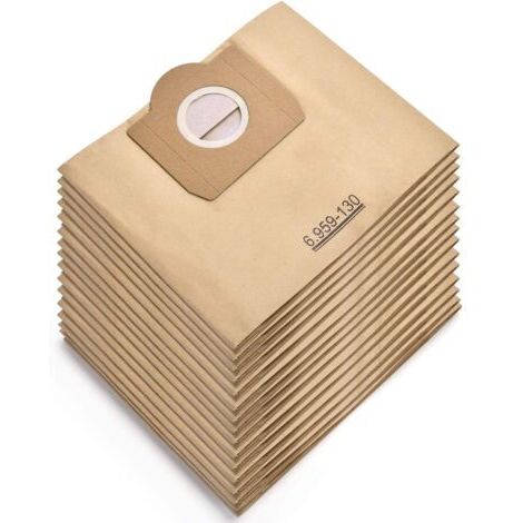 15 sacs filtrants en papier pour aspirateurs Kärcher 6.959-130 A2204 WD3300 MV3, sacs filtrants en papier de rechange pour aspirateurs eau et poussière, emballage premium.