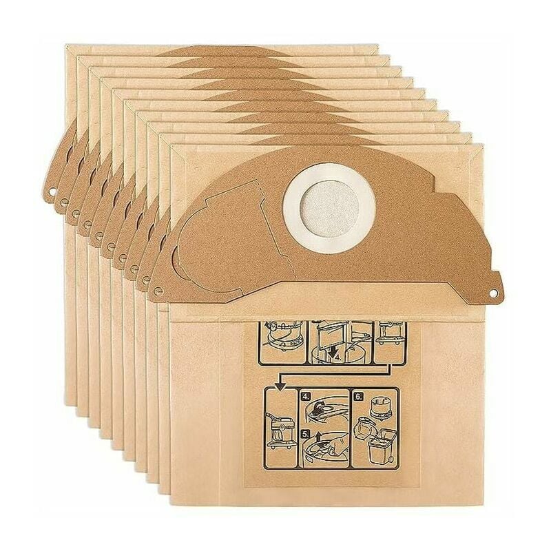 15 Sacs pour Aspirateur Karcher WD2 MV2 6.904-322.0 WD 2.200 WD2250 A2004 A2054 A2099