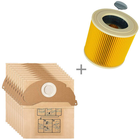 Leadaybetter 10 pièces 6.904-322.0 sacs d'aspirateur pour Kärcher WD2 MV2  premium sacs filtre en papier pour Kärcher A2004 WD 2.200 A2054 WD2250