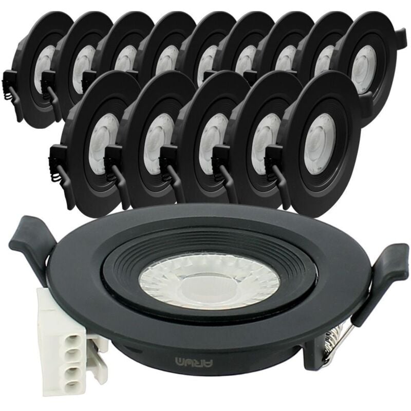 Arum Lighting - 15 Spots Encastrables led Noir asturie Orientable 7W Eq. 75W Température de Couleur: Blanc Chaud 3000K