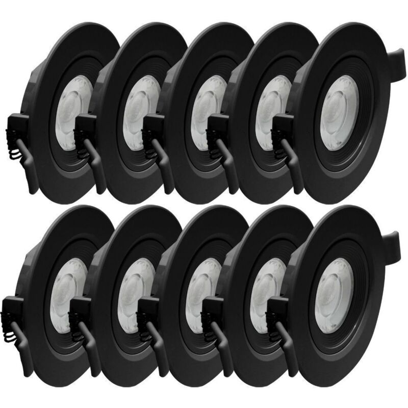 Arum Lighting - 10 Spots Encastrables led Noir asturie Orientable 7W Eq. 75W Température de Couleur: Blanc neutre 4000K Arum Lighting - 10 Spots Encastrables led Noir asturie Orientable 7W Eq. 75W Température de Couleur: Blanc neutre 4000K
