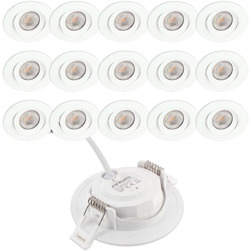 Arum Lighting - 15 Spots Encastrables led asturie Orientable 7W Eq. 75W Température de Couleur: Blanc neutre 4000K