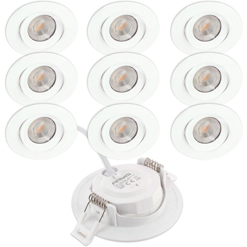 Arum Lighting - 10 Spots Encastrables led asturie Orientable 7W Eq. 75W Température de Couleur: Blanc Chaud 3000K