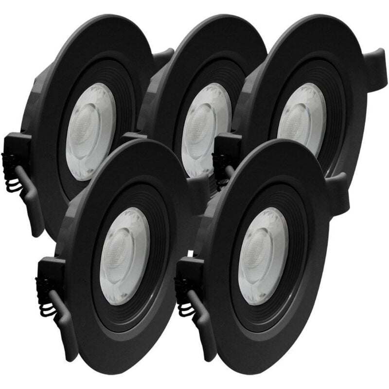 Arum Lighting - 5 Spots Encastrables led asturie Orientable noir 7W Eq. 75W Température de Couleur: Blanc Chaud 3000K