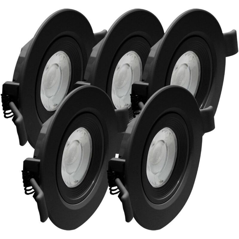 Arum Lighting - 5 Spots Encastrables led asturie Orientable noir 7W Eq. 75W Température de Couleur: Blanc neutre 4000K Arum Lighting - 5 Spots Encastrables led asturie Orientable noir 7W Eq. 75W Température de Couleur: Blanc neutre 4000K