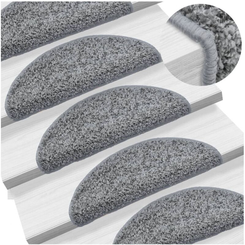 Stufenmatten 15 Stk. 56x17x3 Cm Grau Halbrund Vidaxl