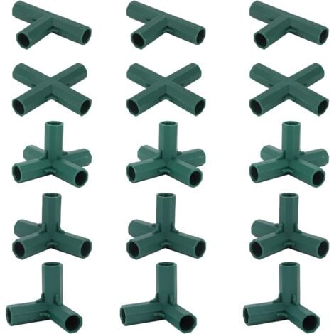 15 Stück Gewächshaus-Rahmenverbinder, Gartenrahmen-Eckverbinder, 16 mm Propellerstange, 4 Arten, robuste, stabile Halterung für Gewächshaus