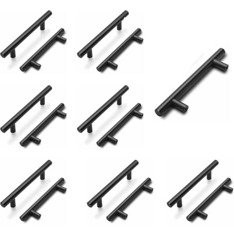 15 Stück schwarze Küchenmöbelgriffe, schwarze Küchentürgriffe – mattschwarze Schrankgriffe, Aluminiumlegierung, Achsabstand 128 mm