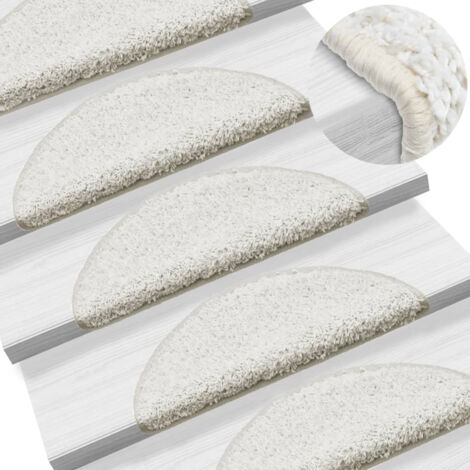 15 tappetini bianchi per scale con strisce adesive 56 x 20 cm DEC023566
