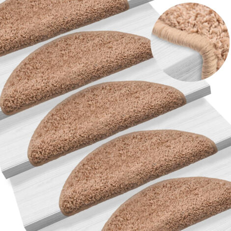 15 tappetini per scale beige con strisce adesive 65 x 25 cm DEC023570