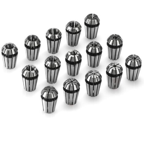 15-teiliger ER11 Präzisions-Spannzangensatz mit Feder für CNC-Gravier-, Fräs- und Drehmaschinen, 1,0 mm–7,0 mm & 1/4", 1/8"