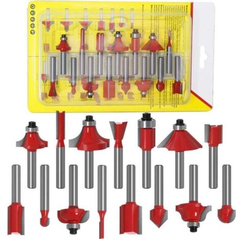15-teiliges Fräser-Set, 1/4-Zoll-Hartmetall-Fräser, 1/4-Zoll-Schaft-Fräser, Fräser für die Holzbearbeitung