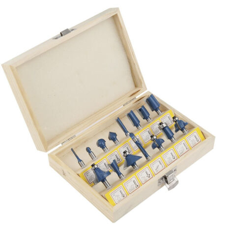 15-teiliges Fräserset, Schneidemaschine, Graviermaschine, Holzfräser, 1/4"-Schaftfräser, Hartmetallkopf