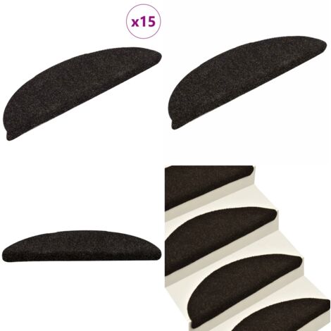 15-tlg. Selbstklebende Treppenmatten Dunkelbraun 56x17x3cm - Treppenmatte - Treppenläufer - Nadelvlies - Trittsicherheit - Rutschfeste Matte - Home & Living
