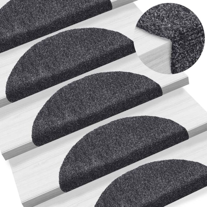 Vidaxl - Stufenmatten Selbstklebend 15 Stk. 56x17x3 Cm Dunkelgrau Halbrund