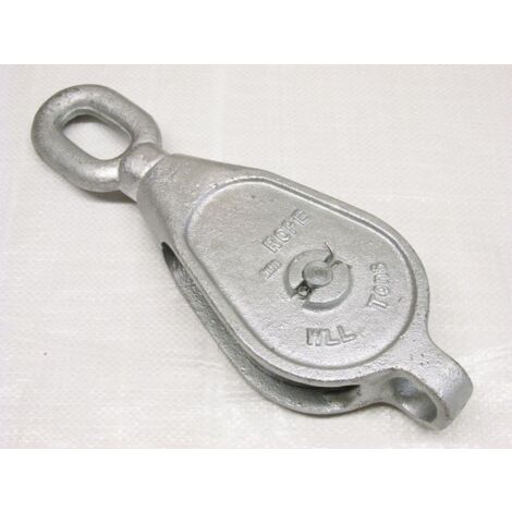 1.5 Ton 8" GMI Single Block With Swivel Eye Galvanised - 28MM Fibre Rope Safety Lifting