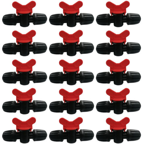 15 válvulas de interruptor para riego por goteo para tuberías de riego de PE de 16 mm, válvulas de bloqueo con púas, conectores de manguera, válvula de jardín con púas - Control de flujo de agua (para