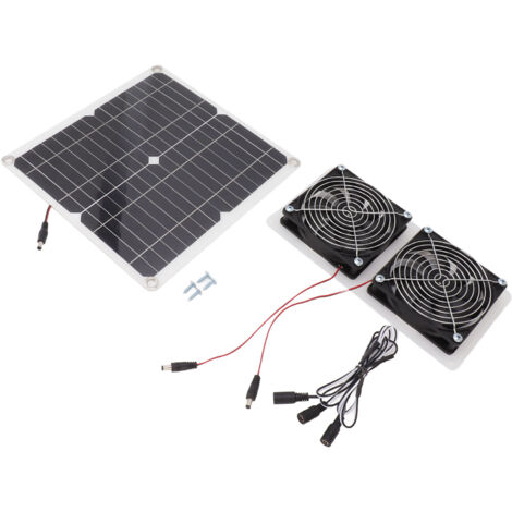 15-W-Solarventilator-Set, doppelter wasserdichter Ventilator mit 130 cm Kabel für Hühnerstall, Gewächshaus, Außeneinsatz