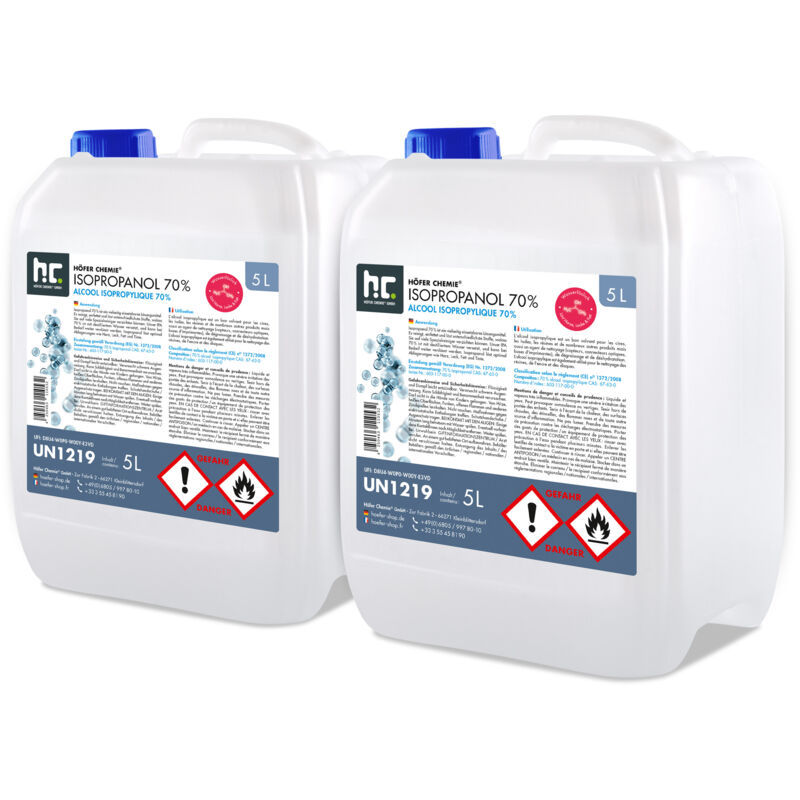 Höfer Chemie - 2 x 5 Litre alcool isopropylique 70%