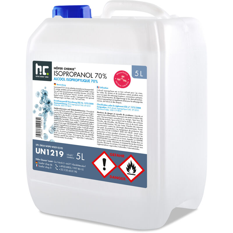 Höfer Chemie - 1 x 5 Litre alcool isopropylique 70%