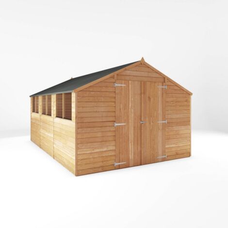 15 x 10 Feet Overlap Apex Workshop - Timber - L443.7 x W309.7 x H225.4 cm - Brown