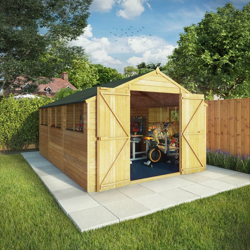 Overlap Apex Wooden Garden Workshop Storage Shed - 15 x 10 - Waltons