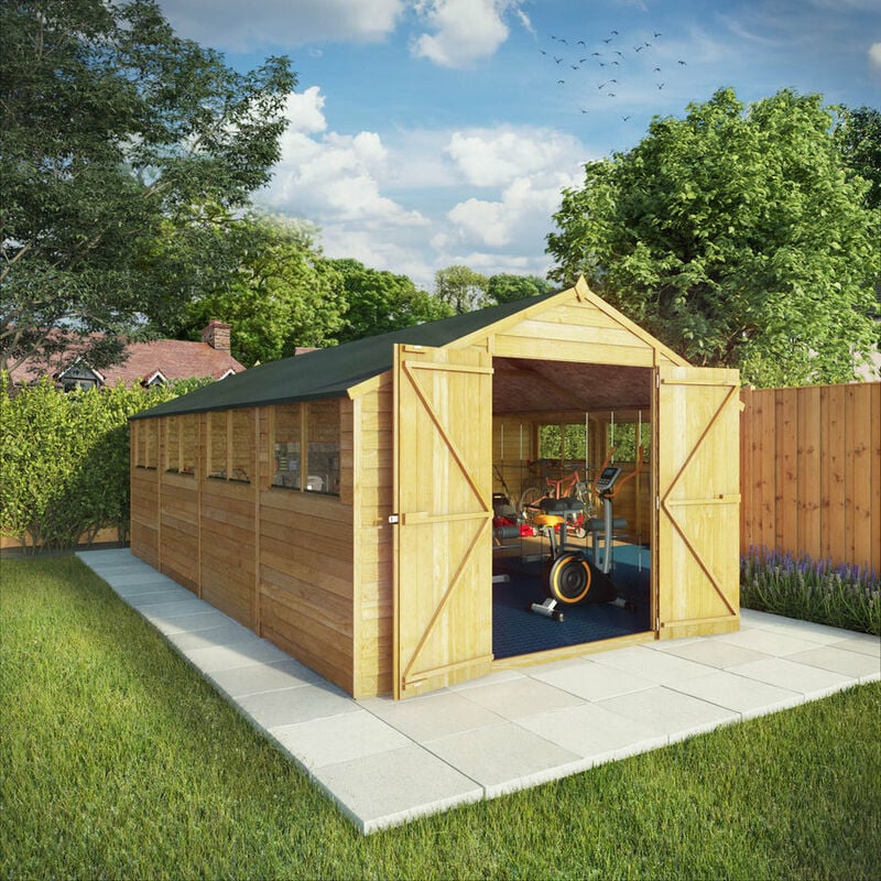 Overlap Apex Wooden Garden Workshop Storage Shed - 20 x 10 - Waltons