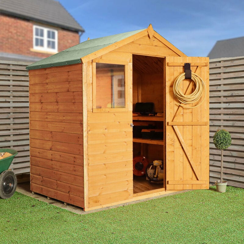 Waltons Garden Wooden Shed Shiplap Apex Roof Storage Shed - 4 x 6 with Windows