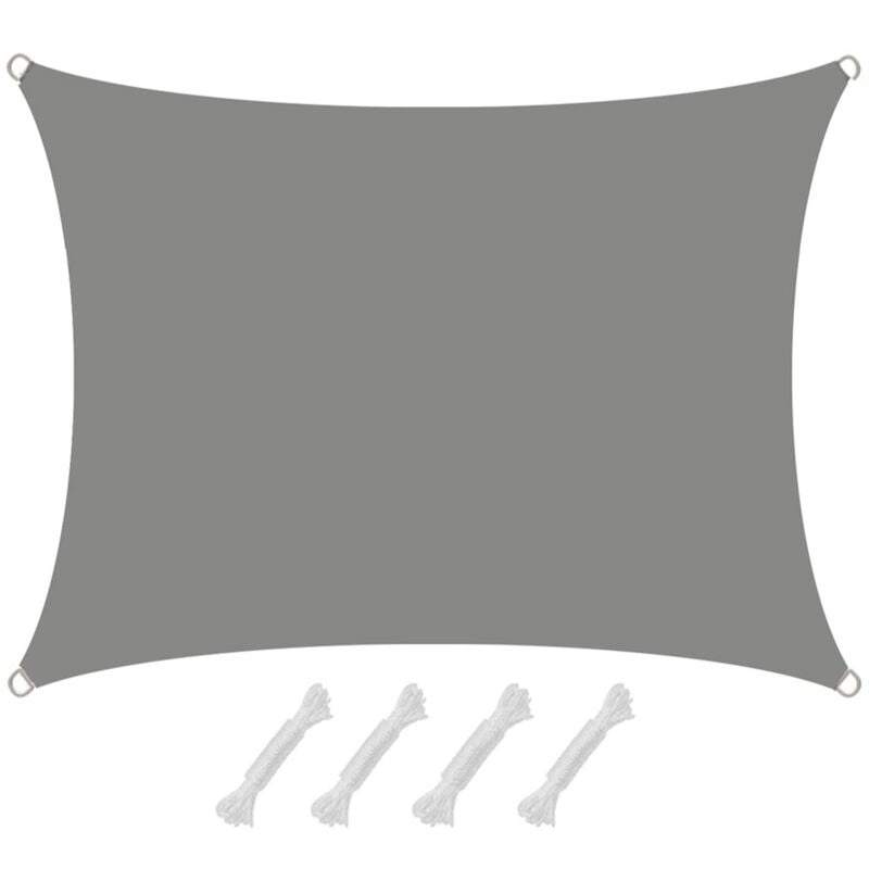 Amanka - 1,5 x 2m Voile d'Ombrage Etanche - Toile Ombrage Rectangulaire - Voile Rectangle - grau