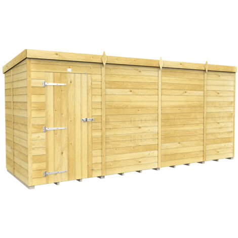 15 x 5 Feet Pent Shed - Single Door Without Windows - Wood - L147 x W454 x H201 cm
