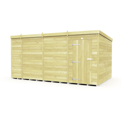 15 x 8 Feet Pent Shed - Single Door Without Windows - Wood - L231 x W454 x H201 cm
