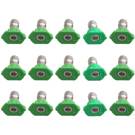 15 x Edelstahl-Sprühdüse, 25°, grüne Spitze, 1,0 1,2 1,4 2,0 mm