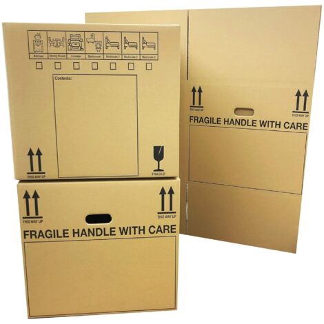 15 x New Print 21'' x 21'' x 16'' Printed Removal Cardboard Boxes With Checklist & Handles