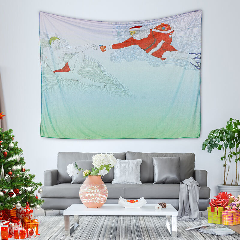 

150 * 130 cm tapiz de arte impreso navideño tapiz de poliester suave para colgar en la pared decoraciones navideñas para sala de estar dormitorio