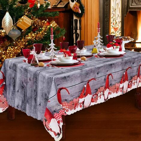 150 180 cm Nappe de Noël Rectangulaire Nappe de Noël en Polyester Inoxydable Motifs d'Arbres de Noël pour la Décoration de Table de Noël Nappe Rectangulaire pour la Décoration d