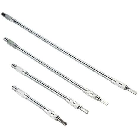 (150/200/300/400 mm) 4 piezas Portabrocas de extensión flexible para taladro, destornillador