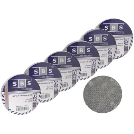 150 Blatt Klett Gitterleinen Schleifgitter 225mm Sortiment Körnung 60-180