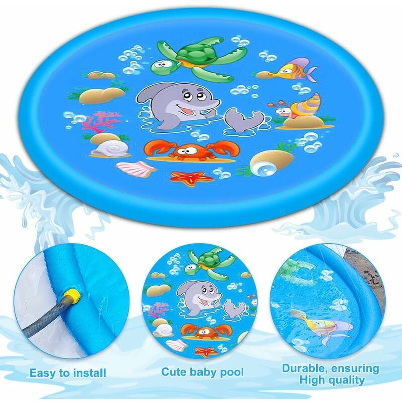 Fei Yu - 150 cm Splash Pad, tapis de jeu d'eau d'arrosage, tapis de jeu Splash, jouet d'eau de jardin d'été extérieur pour enfants, pour activités