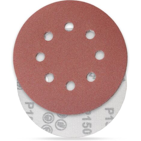 150 Disque de Ponçage Disques Abrasifs Grain Taille de 125mm Idéal pour Poncer/Polir/Dérouiller HSDPS5M100, Lot de 100