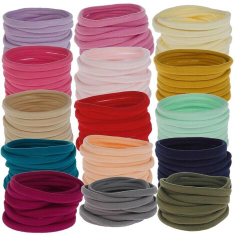 150 elastische Haargummis, strapazierfähiges Nylon und Gummi, metallfrei, Haarspangen für Damen, Herren und Kinder, dunkel, Farbe zufällig