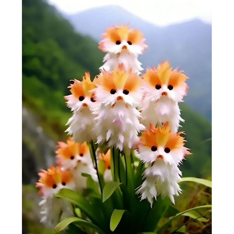 450 graines d'orchidée chat rare, vivaces sans OGM, forme mignonne, faciles à cultiver, purifient l'air et fleurissent toute l'année, idéales pour