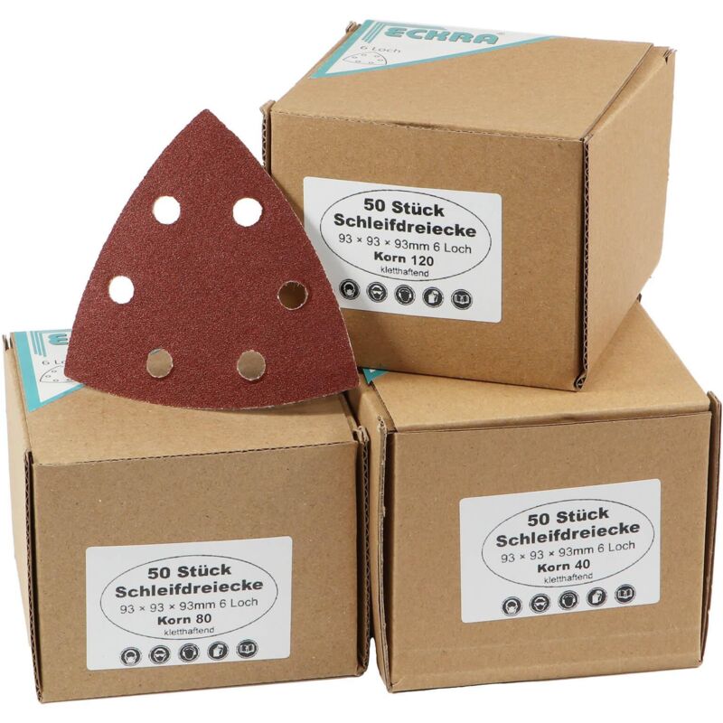 150 Klett Schleifdreiecke 93x93x 93mm Deltaschleifer Schleifscheiben Korn 40 80 120