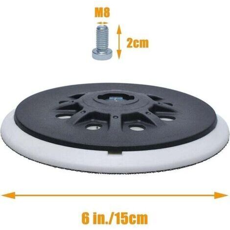 150 mm (6 pouces) Plateau de ponçage 8 trous compatible avec les ponceuses orbitales Bosch Festool ETS 150, ETS EC 150, LEX 150, WTS 150/7 498987 (souple)