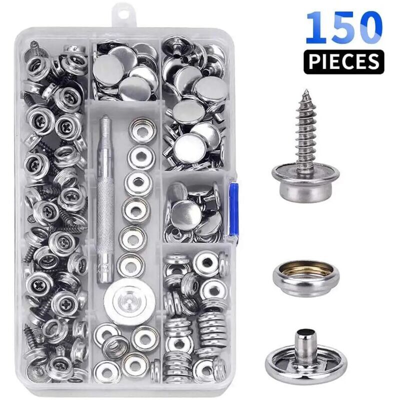 150 Pack 10mm Stainless Steel Boat Cover Snap Fasteners Marine Grade Upholstery Canvas Hardware